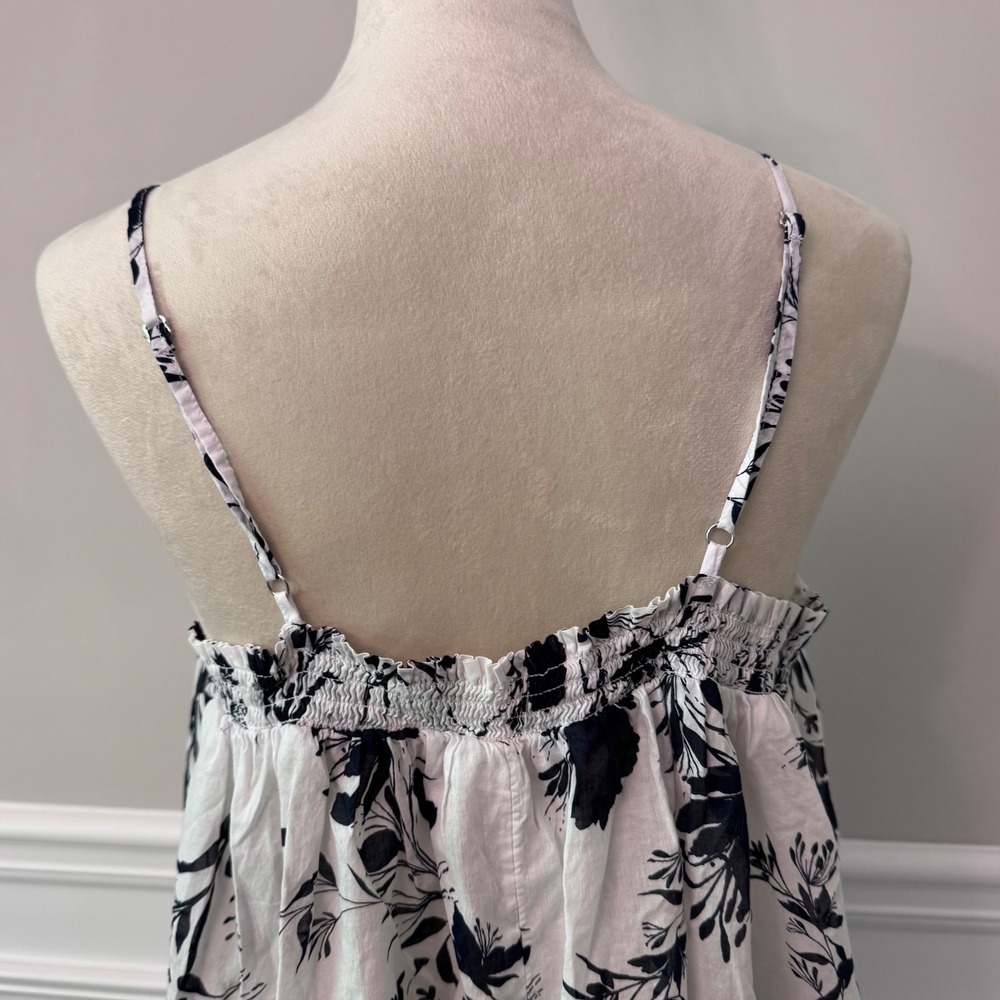 Joyspun Women Floral Cotton Nightgown White Black Lace Trim Sleep Dress Size L - Picture 5 of 8